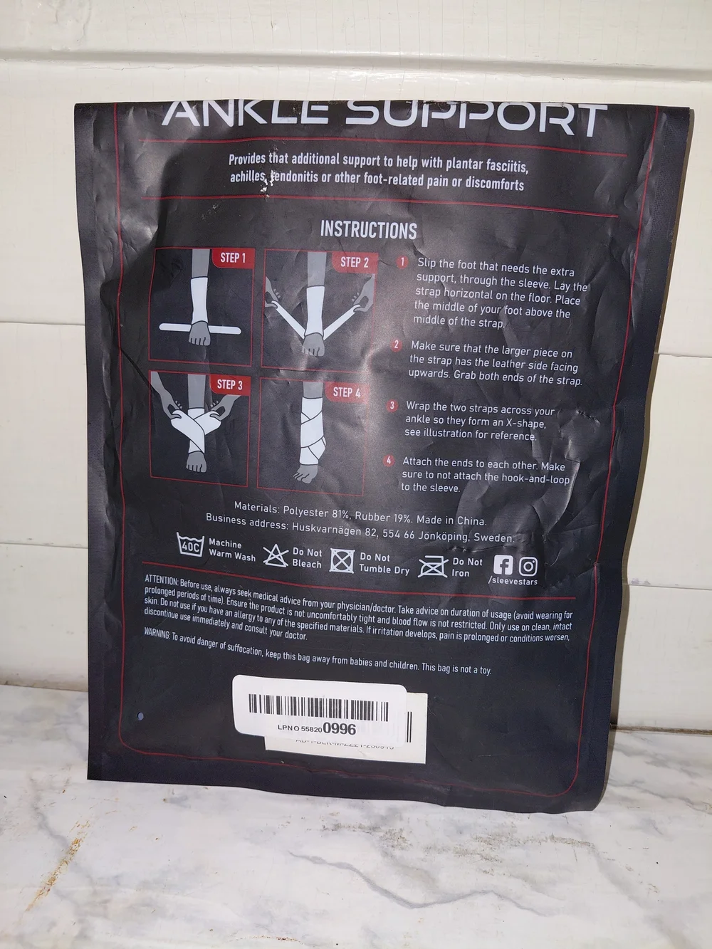 Ankle Brace – Black Support Sleeve